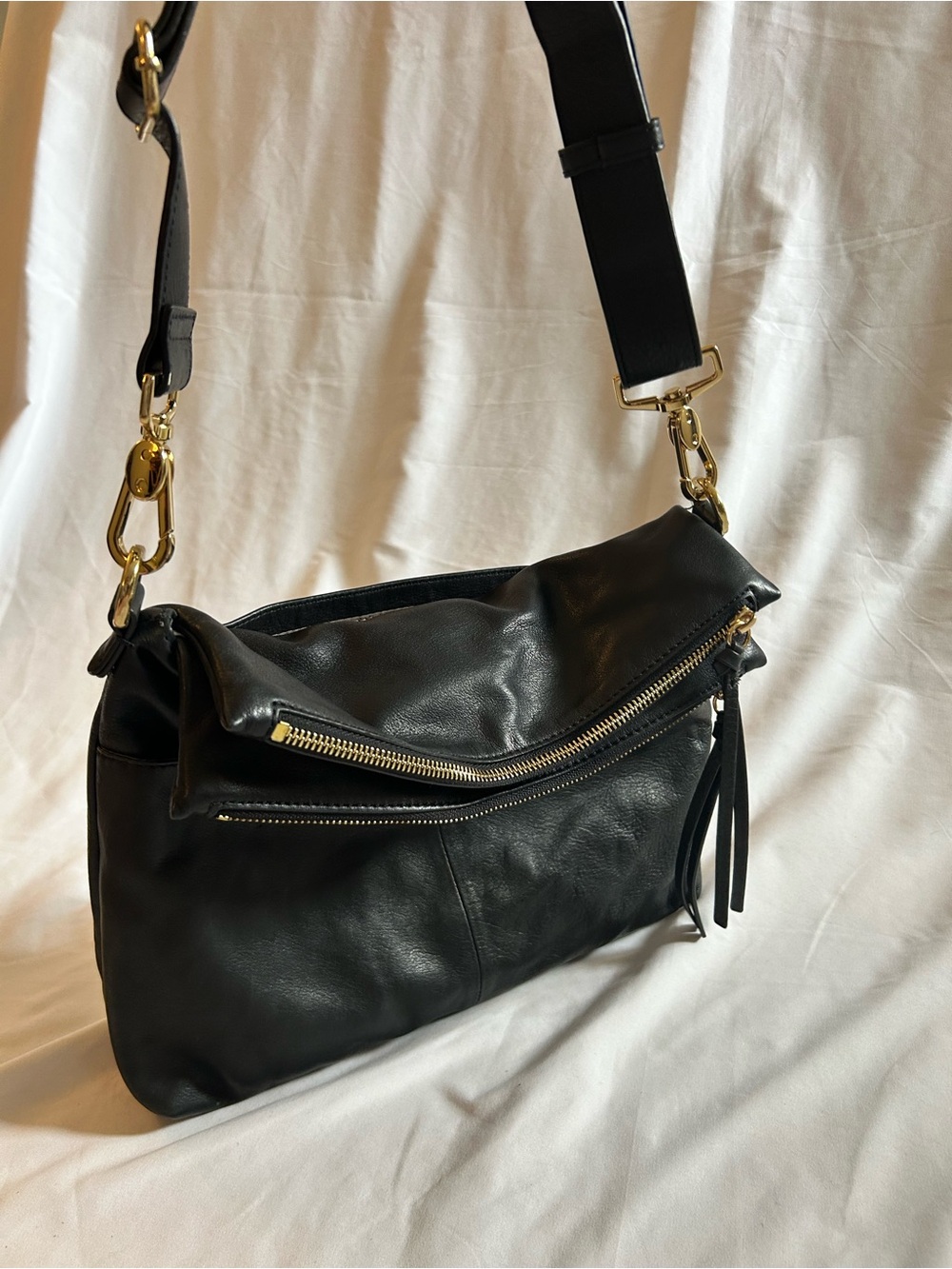 margot Black Leather Shoulder Bag